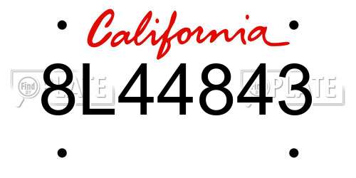8L44843 California License Plate