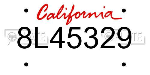8L45329 California License Plate