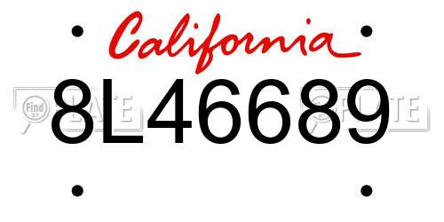 8L46689 California License Plate
