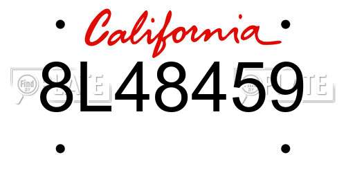 8L48459 California License Plate