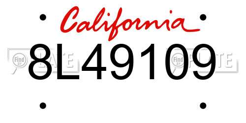 8L49109 California License Plate