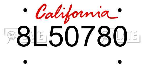 8L50780 California License Plate