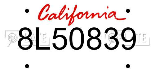 8L50839 California License Plate