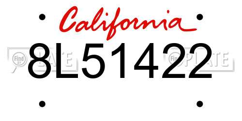 8L51422 California License Plate