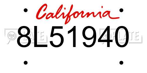 8L51940 California License Plate