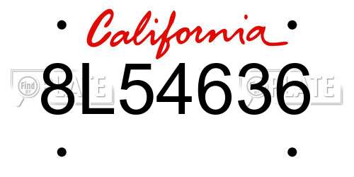 8L54636 California License Plate