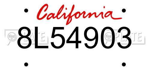 8L54903 California License Plate