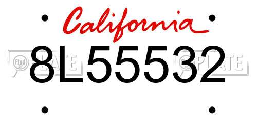 8L55532 California License Plate