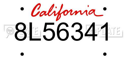 8L56341 California License Plate