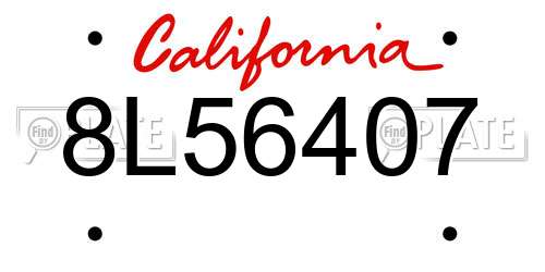 8L56407 California License Plate