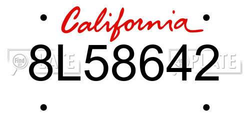 8L58642 California License Plate