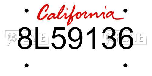 8L59136 California License Plate
