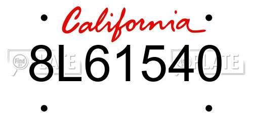 8L61540 California License Plate
