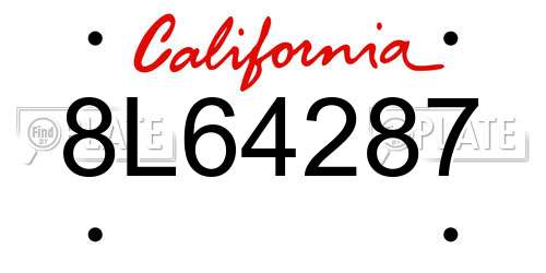 8L64287 California License Plate