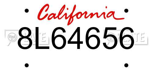 8L64656 California License Plate