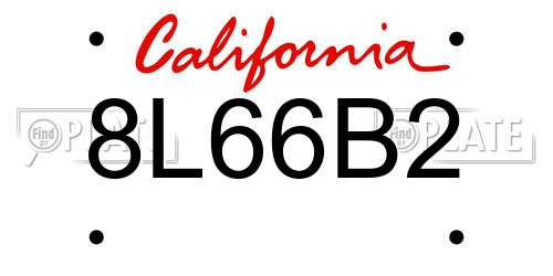 8L66B2 California License Plate