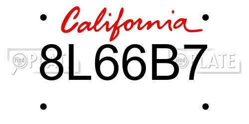8L66B7 California License Plate