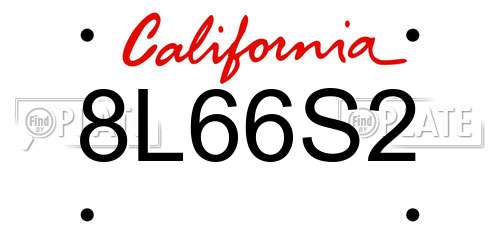 8L66S2 California License Plate