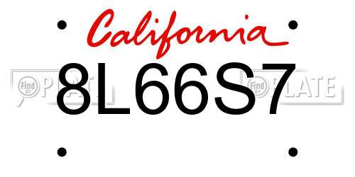 8L66S7 California License Plate
