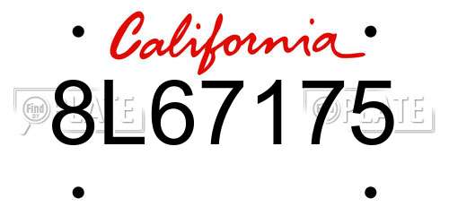8L67175 California License Plate