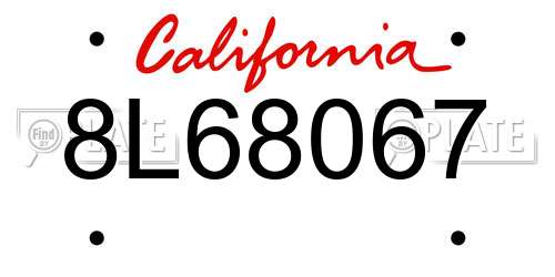 8L68067 California License Plate