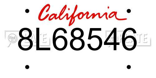 8L68546 California License Plate