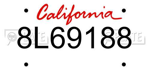 8L69188 California License Plate