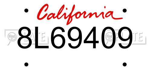 8L69409 California License Plate