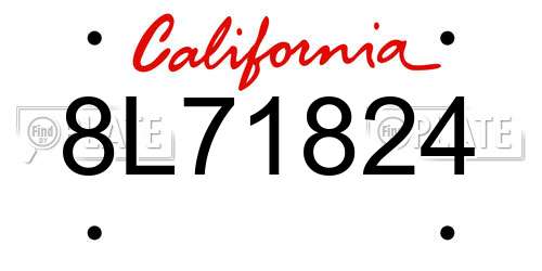 8L71824 California License Plate