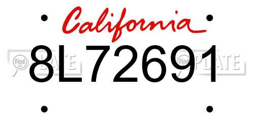 8L72691 California License Plate