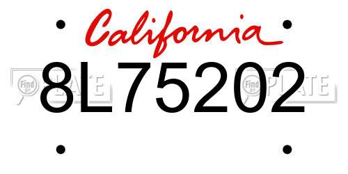8L75202 California License Plate