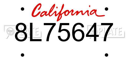 8L75647 California License Plate