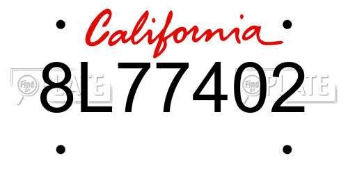 8L77402 California License Plate