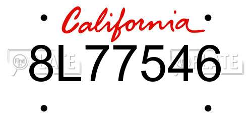 8L77546 California License Plate
