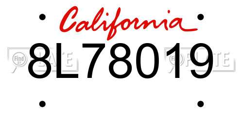 8L78019 California License Plate
