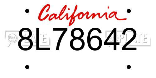 8L78642 California License Plate