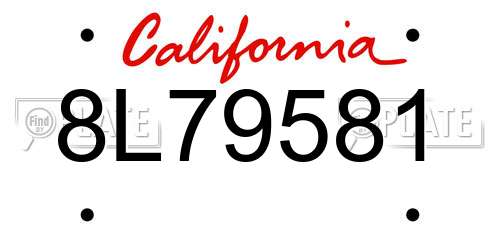 8L79581 California License Plate