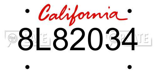 8L82034 California License Plate