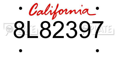 8L82397 California License Plate