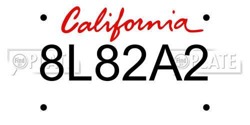 8L82A2 California License Plate