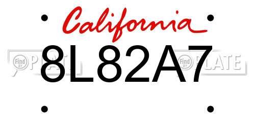 8L82A7 California License Plate