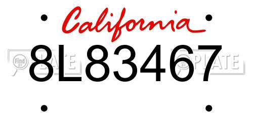 8L83467 California License Plate