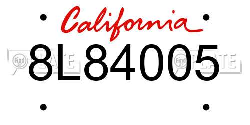 8L84005 California License Plate