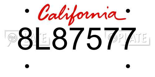 8L87577 California License Plate