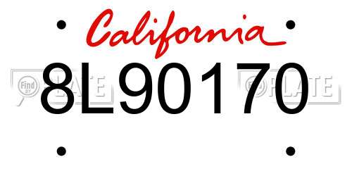 8L90170 California License Plate