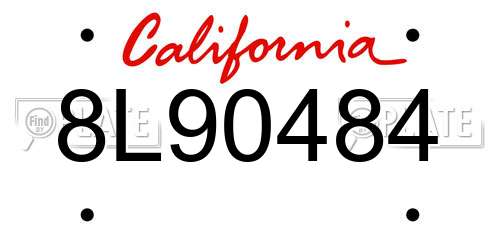 8L90484 California License Plate