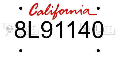 8L91140 California License Plate