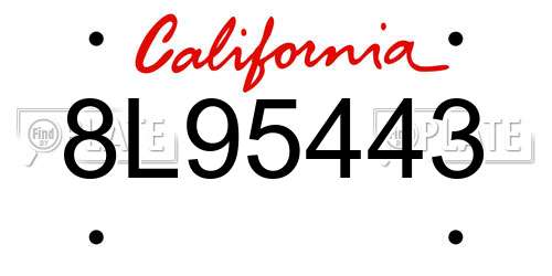 8L95443 California License Plate