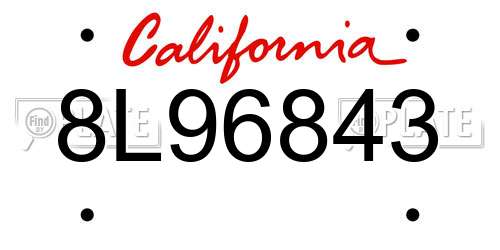 8L96843 California License Plate