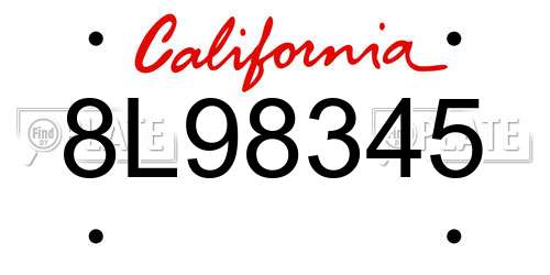 8L98345 California License Plate